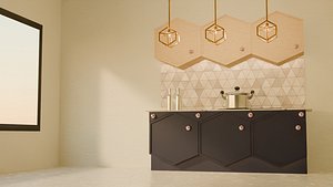 Modern Honeycomb Kitchen Cabinets 3D model