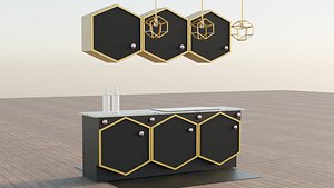 Modern Honeycomb Kitchen Cabinets 3D model