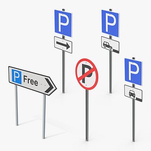 Parking Road Signs Collection 3D model