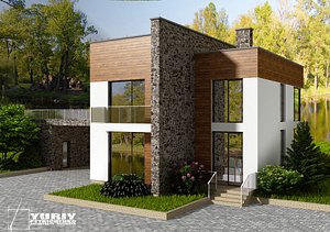 3d two-story cottage siding model