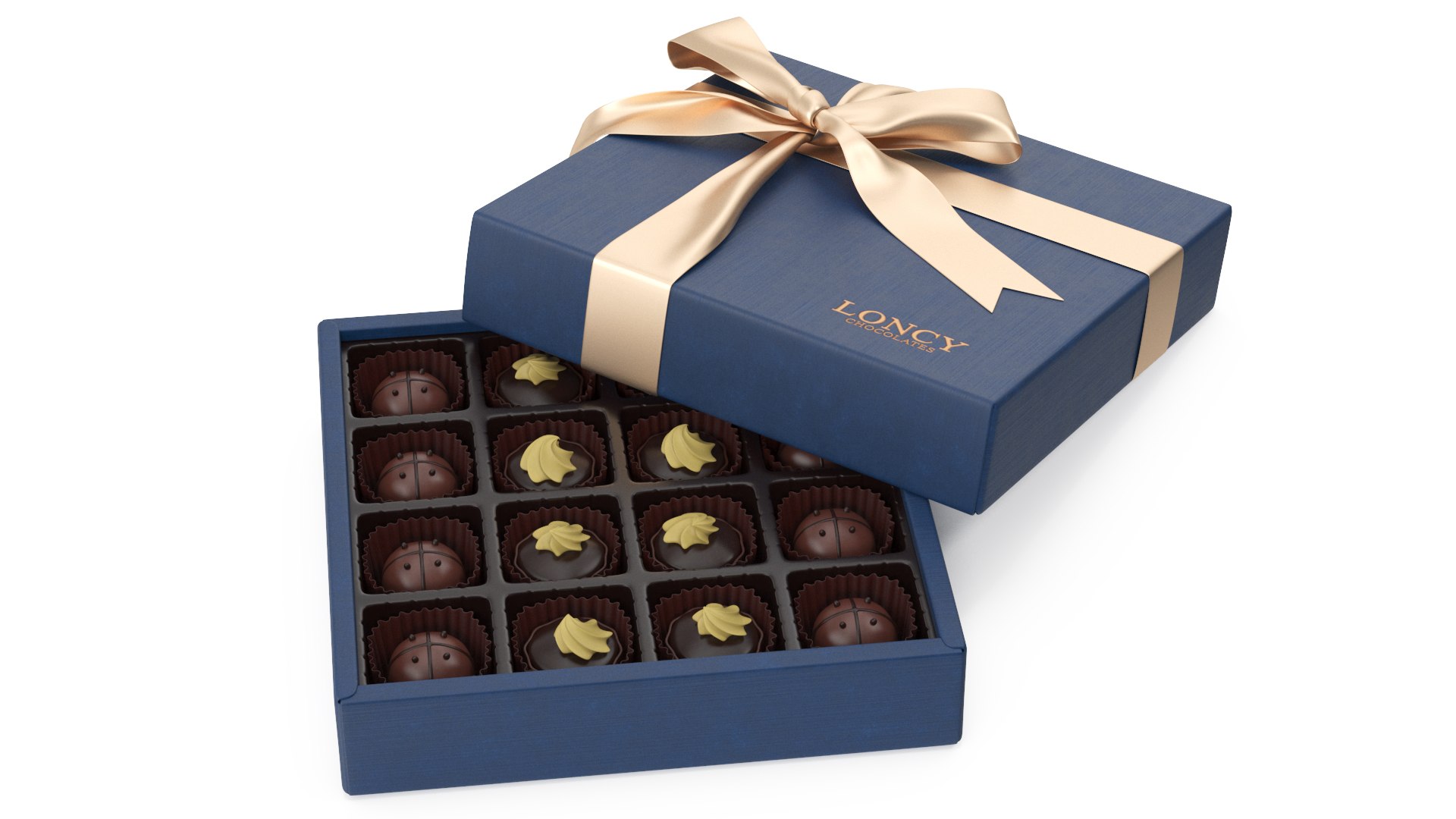Box of Loncy Chocolates Open 3D model preview