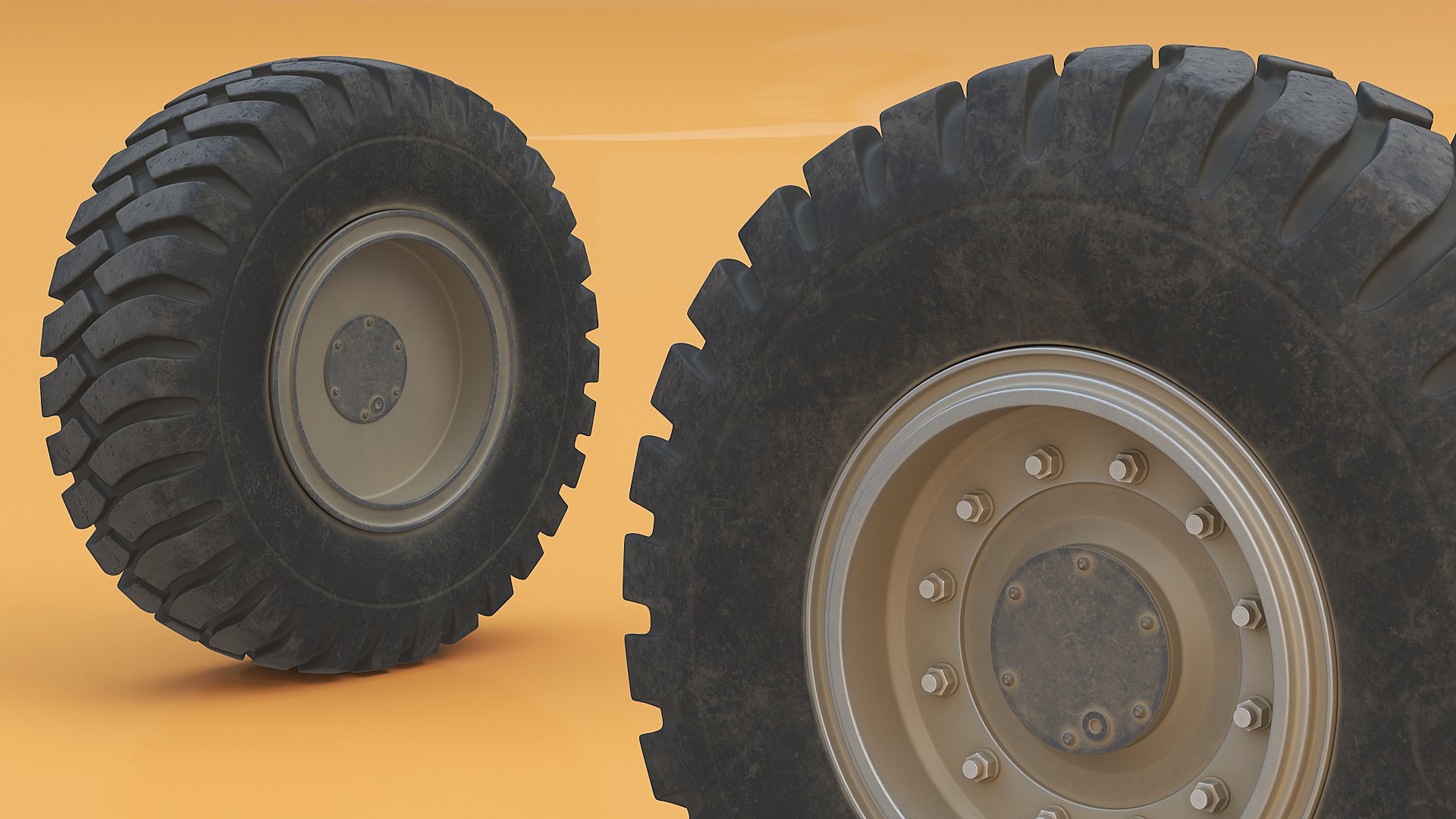Worn Industrial Loader Wheel Model - TurboSquid 2412634