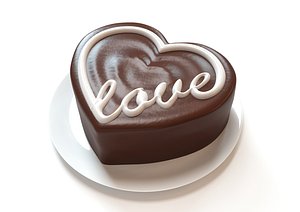 3D Heart Shaped Love Chocolate Cake model