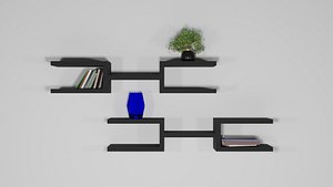 3D model shelve books vases
