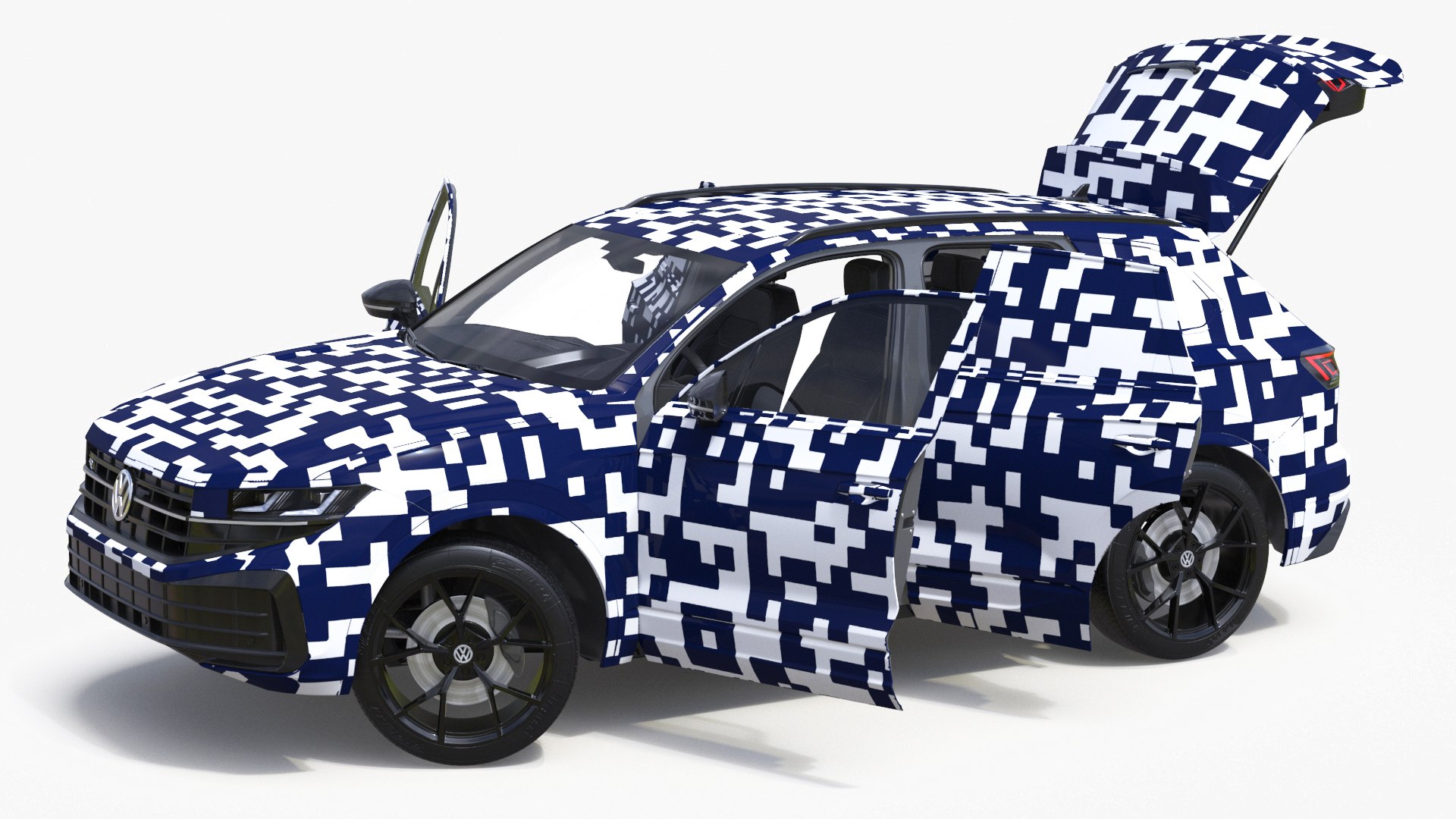 Volkswagen Touareg 2024 Blue and White Rigged 3D model preview
