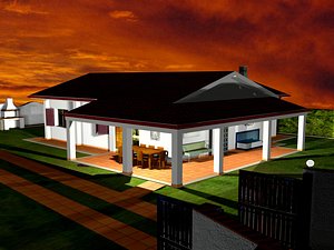 3d villa bungalow zipped house model