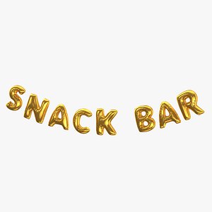 3D Foil Baloon Words Snack Bar Gold model