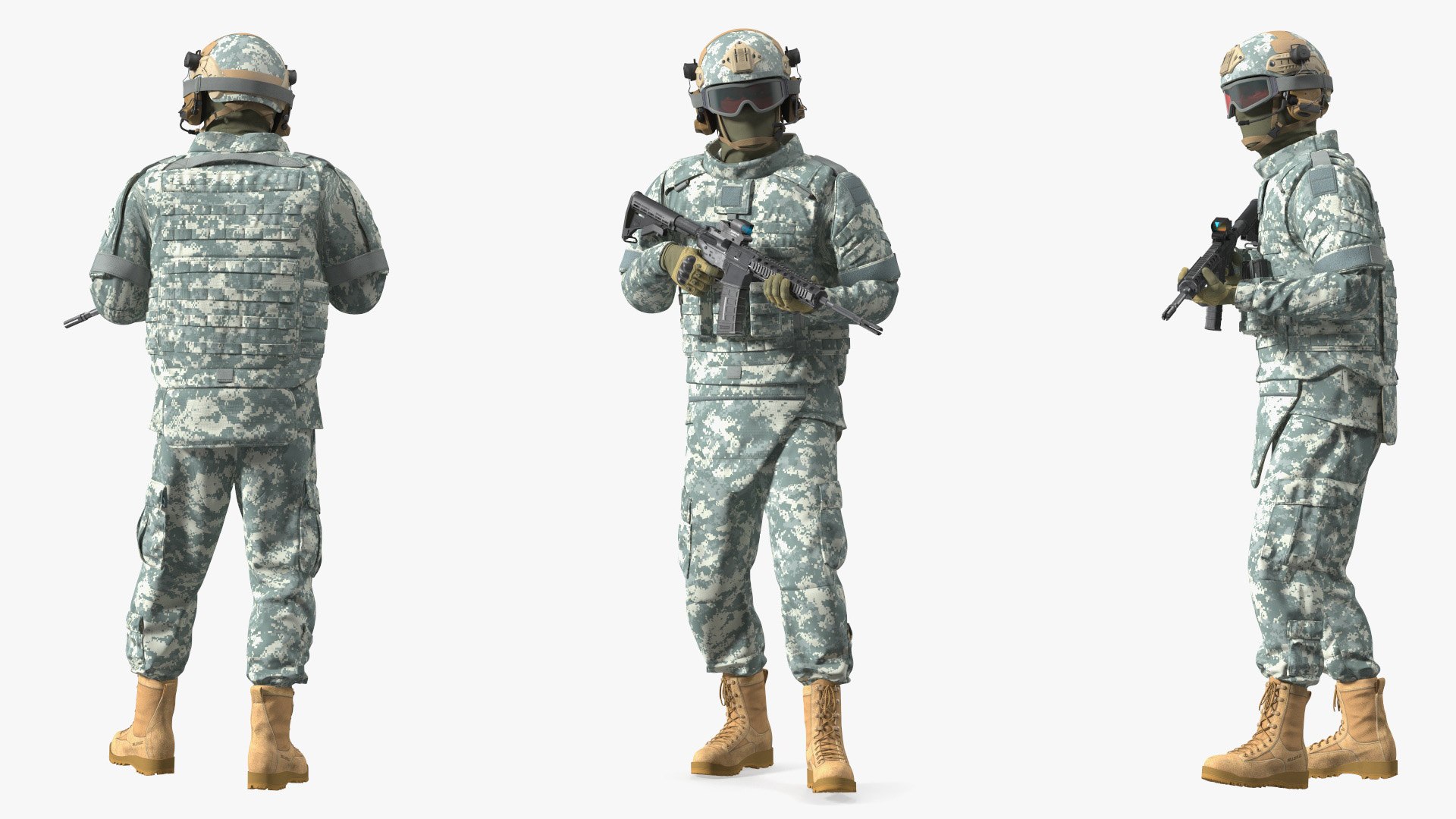 Military Soldier In Grey Camo Rigged For Maya Model - TurboSquid 2282710