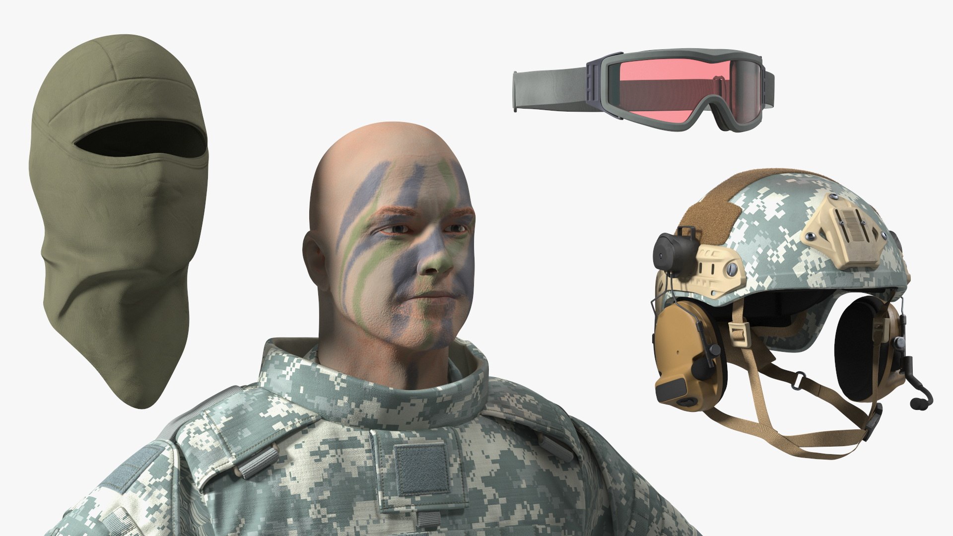 Military Soldier In Grey Camo Rigged For Maya Model - TurboSquid 2282710