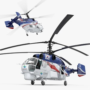 KA-32T Helicopter Operated South Korea with Interior Rigged for Cinema 4D 3D model