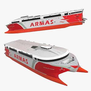 Armas High-Speed Transport Ferry Red Rigged 3D model