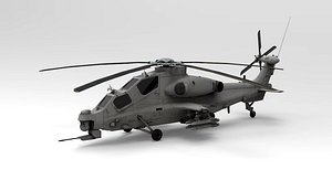 Low Poly WZ-10 Attack Helicopter 3D Model