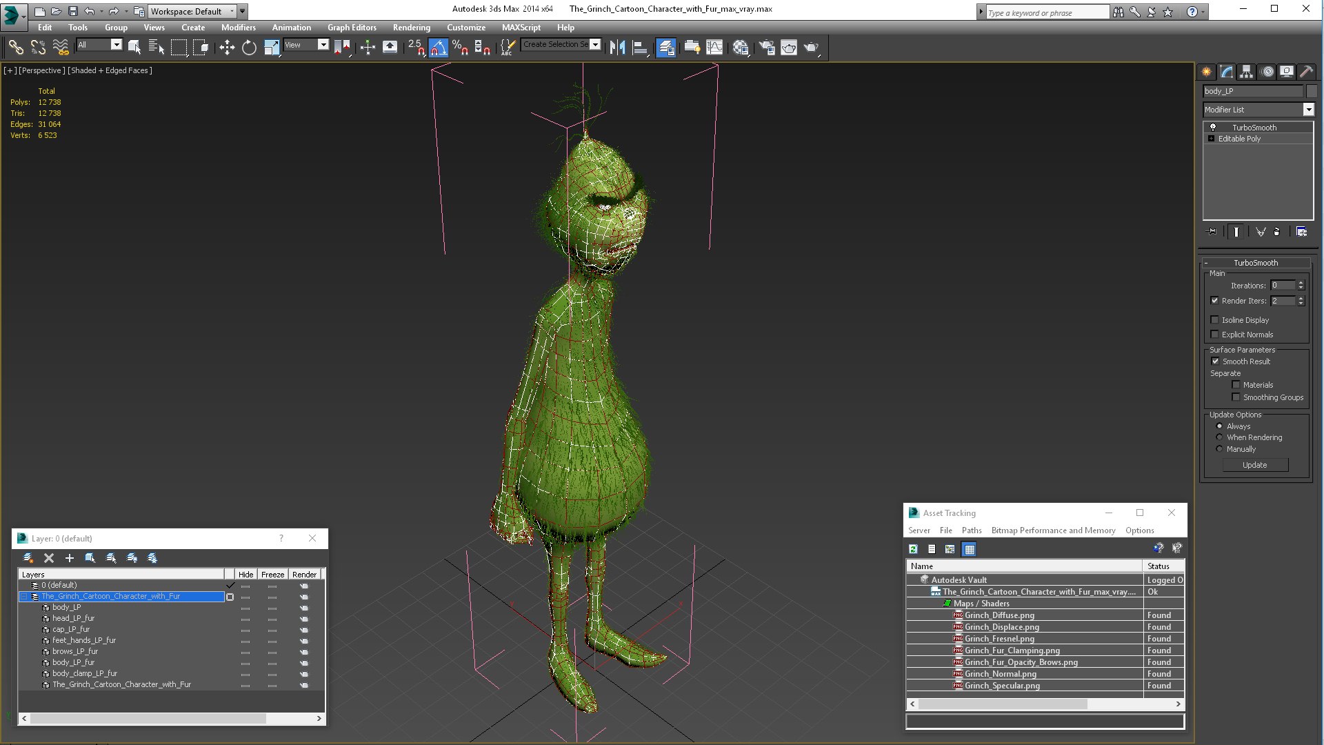 The Grinch Cartoon Character With Fur Model - TurboSquid 2115214