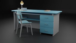 3D Cartoon Kid school colourful desk 3D model model