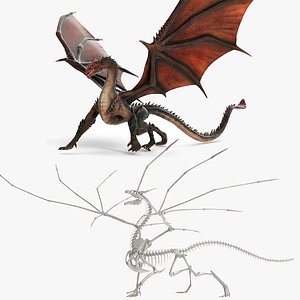 Fantasy Dragon Creature and Skeleton Rigged for Maya Collection 3D model