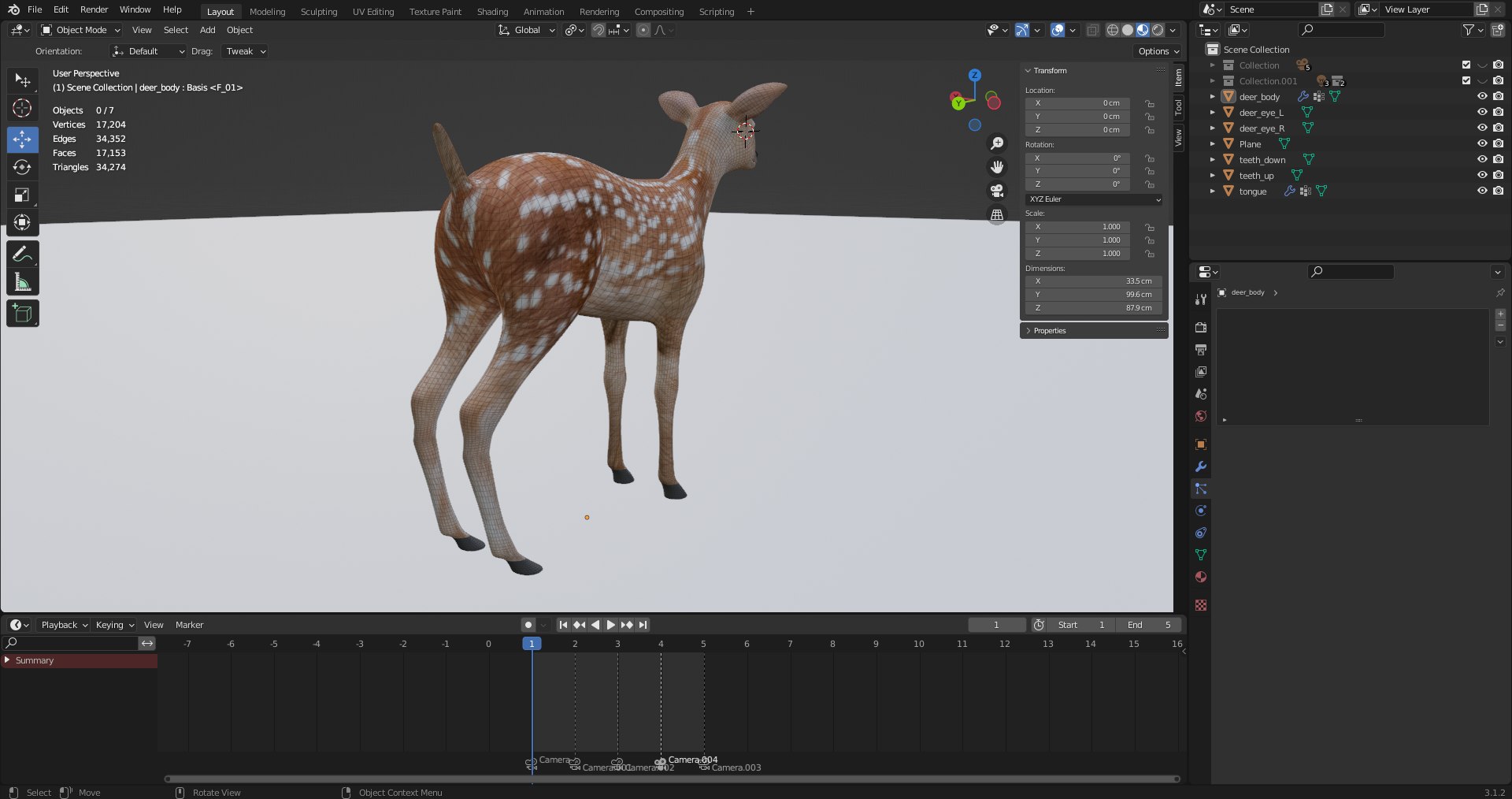 3D Model Fawn Deer Rigged And Animated - TurboSquid 1981945