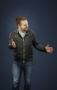 Keen Casual Man Urban Leather jacket and jeans Walking