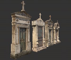 mausoleum entrances lined 3D