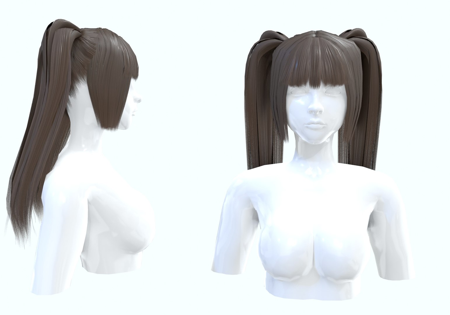 3D Two Pigtails Hairstyle - TurboSquid 1960604