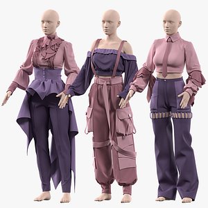 3D model 3 female anime clothes-vol2