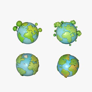 Cartoon Earth Planets 3D model