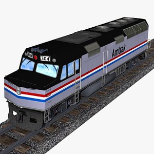 3D amtrak emd f-40ph diesel-electric locomotive