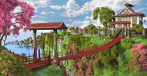Fantasy Asian Bridge House
