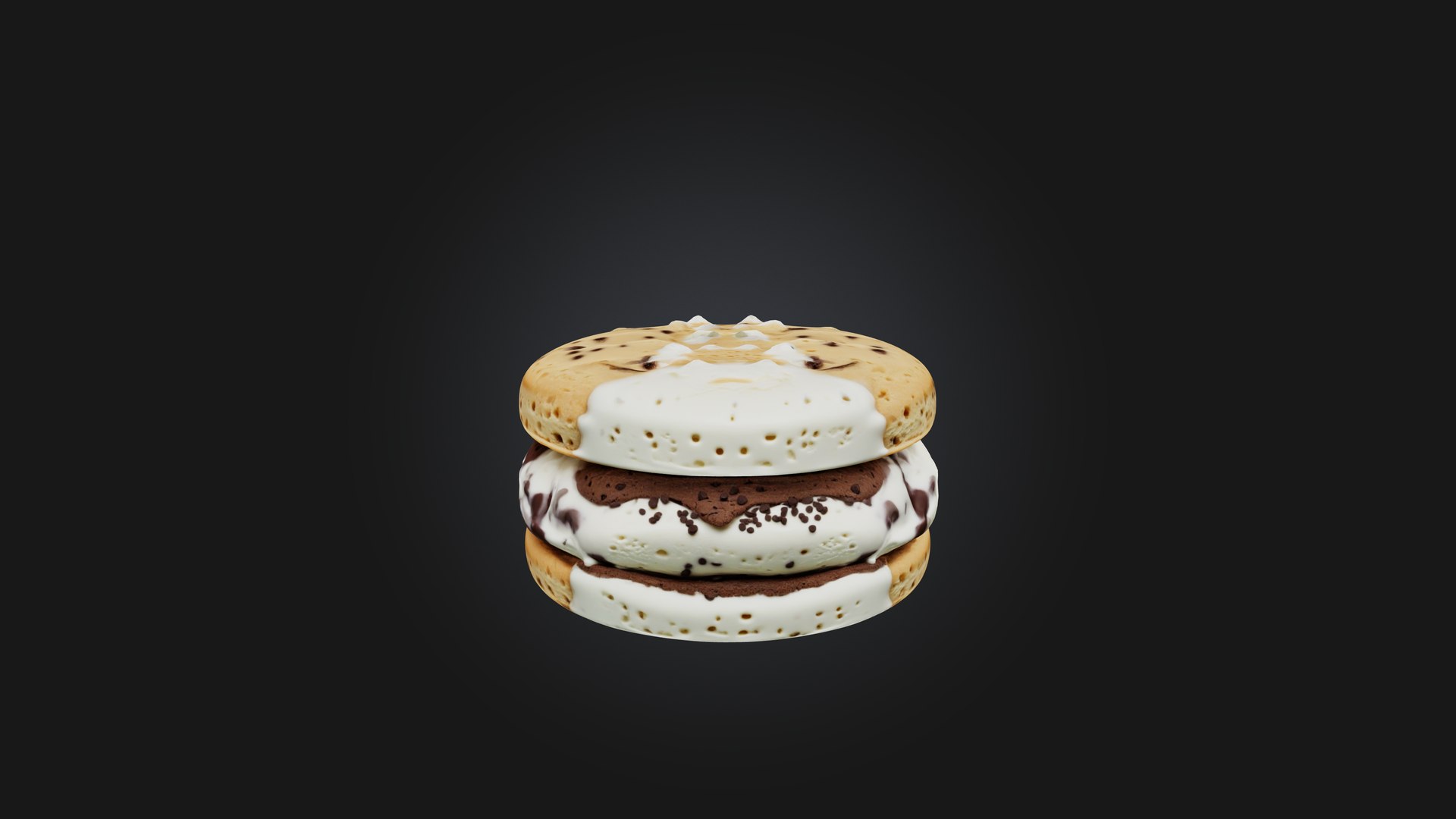 3D Cartoon Ice Cream Sandwich Model - TurboSquid 2292074