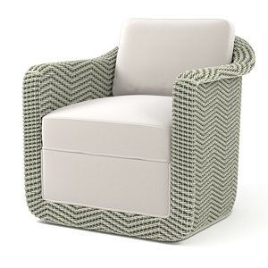 3D Palecek SHELBY SWIVEL LOUNGE CHAIR WHITEWASH