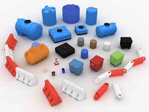 Low poly plastic equipment pack