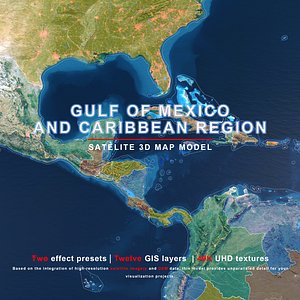 Gulf of Mexico-Caribbean Map - 40K Realistic Satellite Terrain