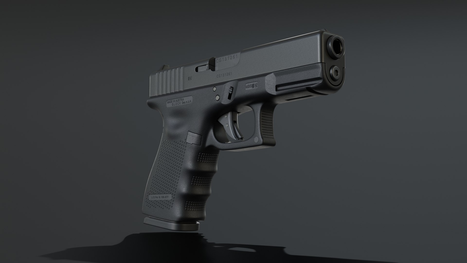 Glock 19 Gen4 fully modeled with its internals parts 3D model ...