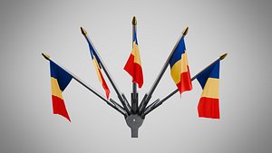 Wall Mount Flags 5 Of Romania 3D model