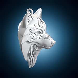 Stylized Wolf Pendant 3D Print Model 3D