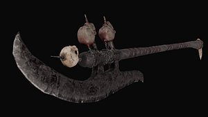 Dark fantasy large halberd Low-poly