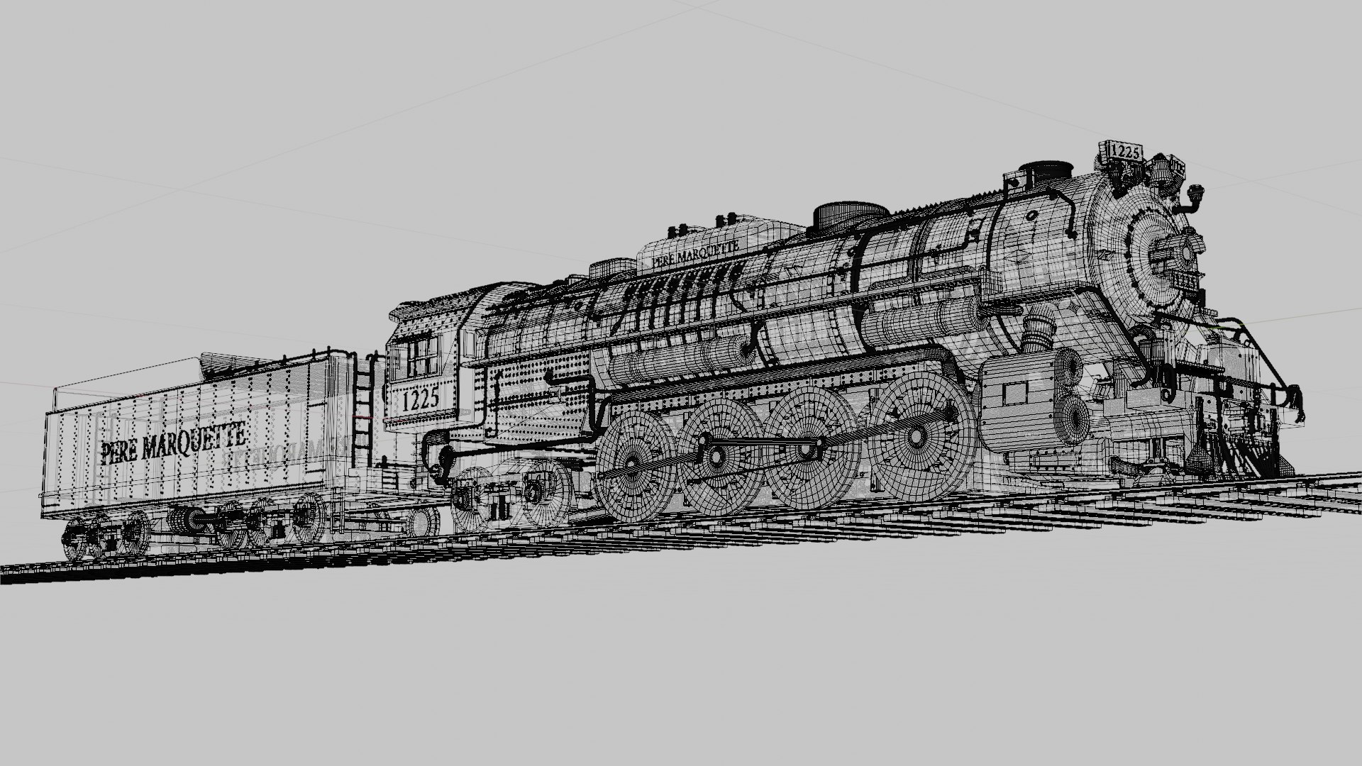 3D Pere Marquette 1225 train TurboSquid 1717357