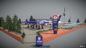 Engen 1 Stop South African Petrol  Gas Station model