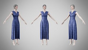 3D model Dress 44 Midnight Blue Velvet With Design