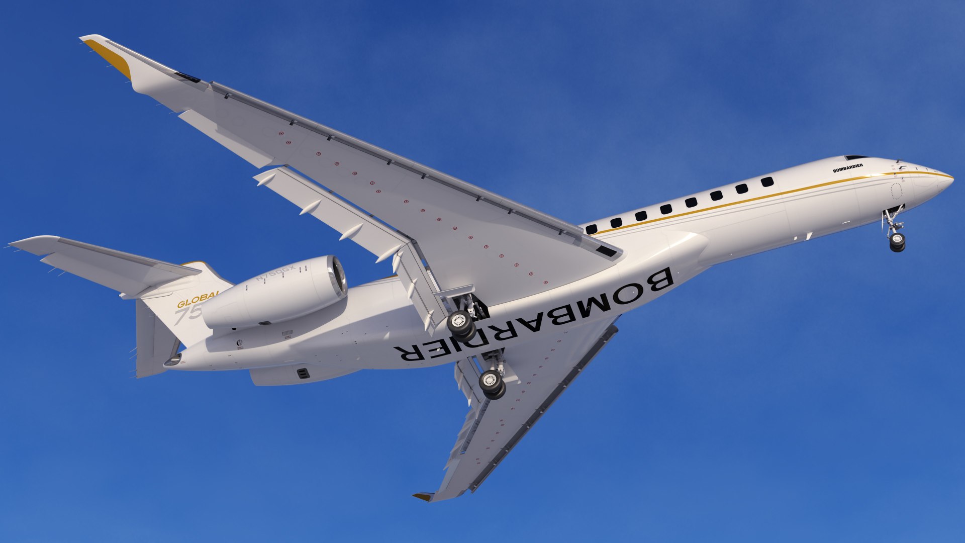 Bombardier Global 7500 Rigged Largest Business Jet 3D model