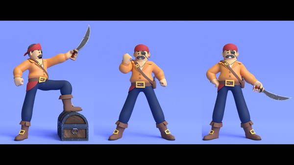Minimal Pirate 3D Cartoon Character 3D model