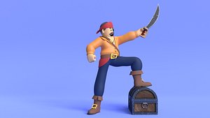 Minimal Pirate 3D Cartoon Character