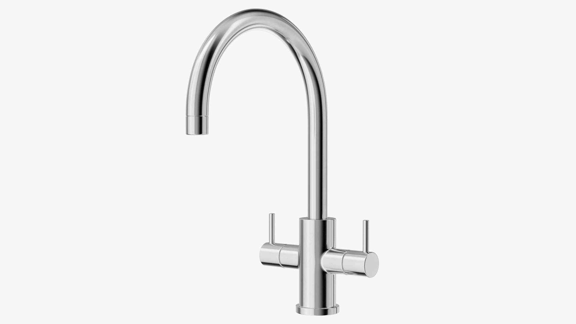 Monobloc Dual Lever Kitchen Mixer Tap Chrome 3D model preview