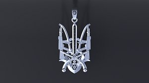Pendant with Trident Symbol of Ukraine cnc model or 3D print model 3D