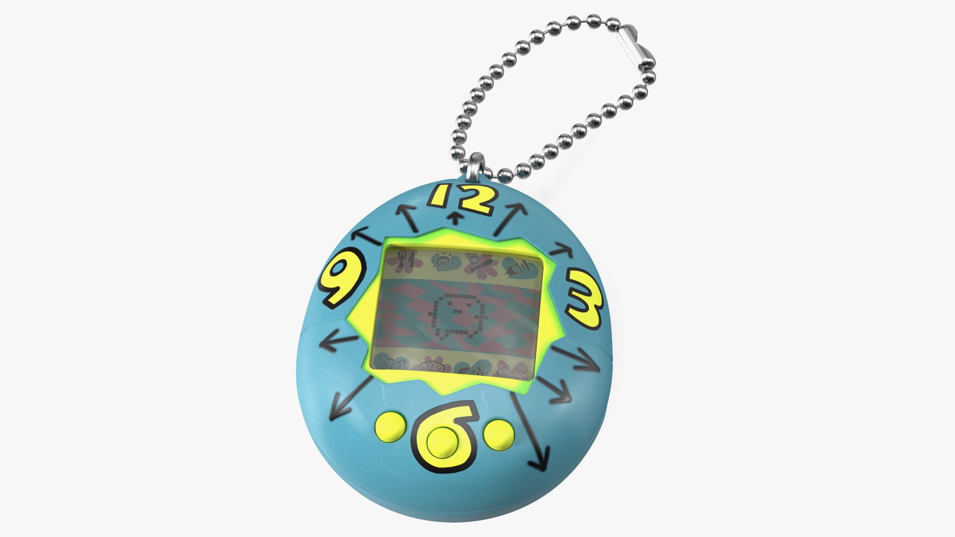 Retro Tamagotchi Bandai Yellow-Blue 3D model preview