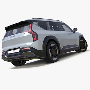 3D KIA EV9 Electric SUV Silver Rigged for Cinema 4D model