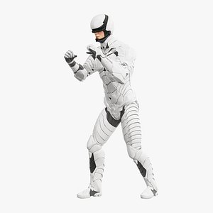 3D Sci-Fi Soldier White Suit Rigged for Cinema 4D