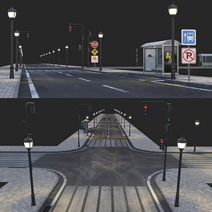 asphalt road and busstop