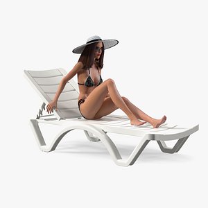 Women in Bikini Lying on Chaise Lounge Rigged for Maya 3D model