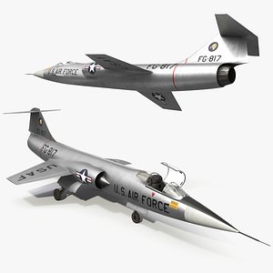Lockheed F-104 Starfighter Aircraft Jet Rigged for Maya 3D model