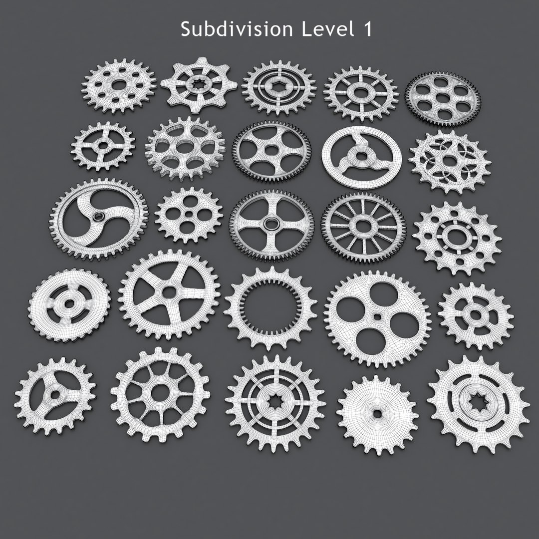 3d model of 25 gear wheels https://p.turbosquid.com/ts-thumb/Ql/vJhn1F/2oJ6mj75/wire_c2/jpg/1414591817/1920x1080/fit_q87/eb812ed4c3664f53fd167341e1904ad624ad079f/wire_c2.jpg